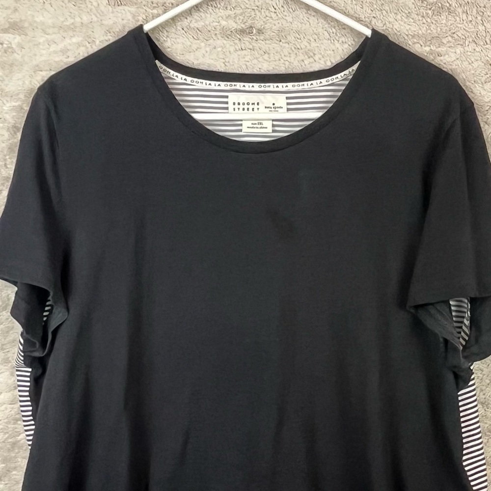 KATE SPADE BROOME STREET Womens Navy Blue Peplum Top Ooh La La Size 2XL - Picture 2 of 15
